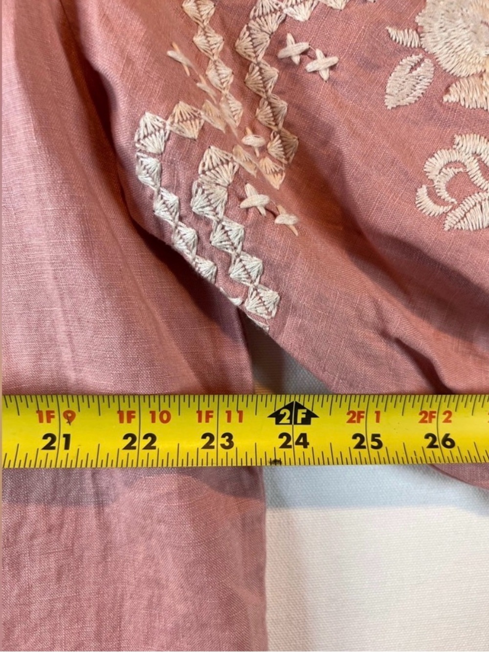 Sundance Embroidered Dusty Rose Tunic Dress with Ivory Detail - Picture 6 of 9